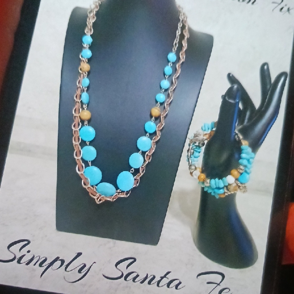 Turquoise Bead Necklace & Bracelet Set
